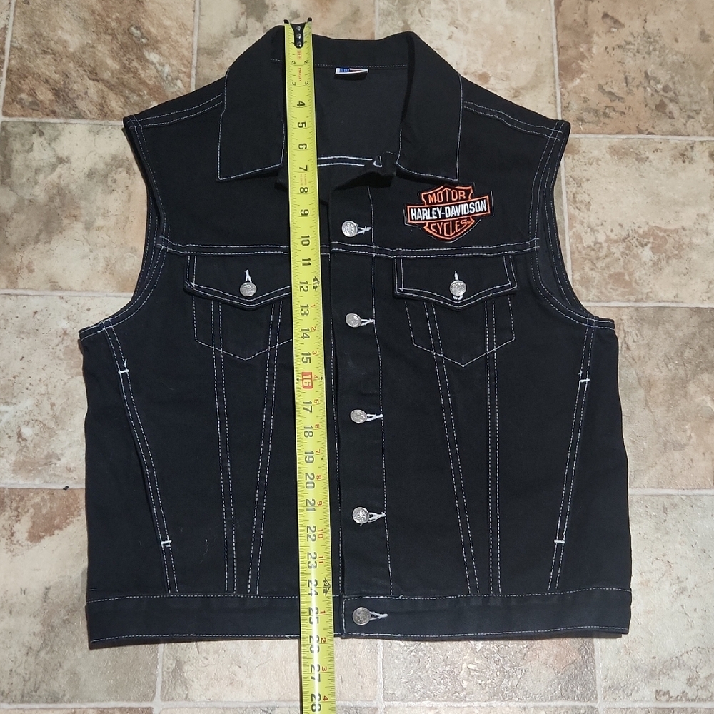 Harley-Davidson Black Vest with Eagle Embroidery Size M. 100 % Cotton. - Picture 13 of 14